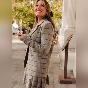 Ivy City Co Gray Herringbone Plaid Marren Blazer Size Large